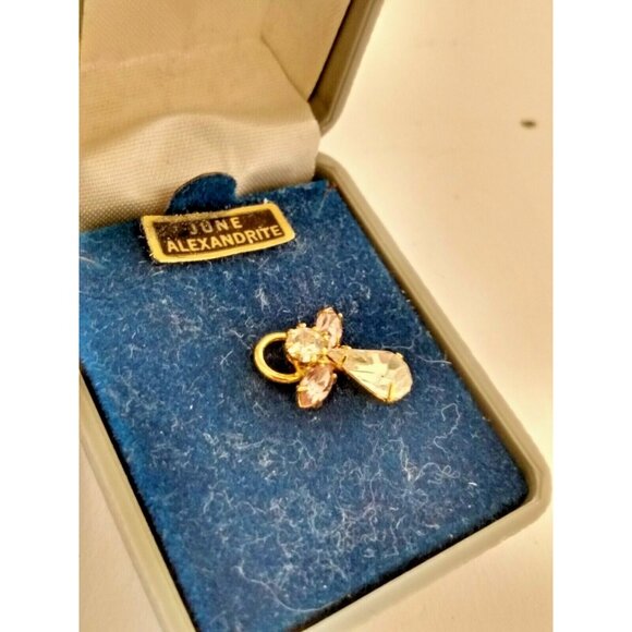 Roman Birthstone Angel Pin June Alexandrite Wings, Crystal Body in original case - Picture 6 of 9